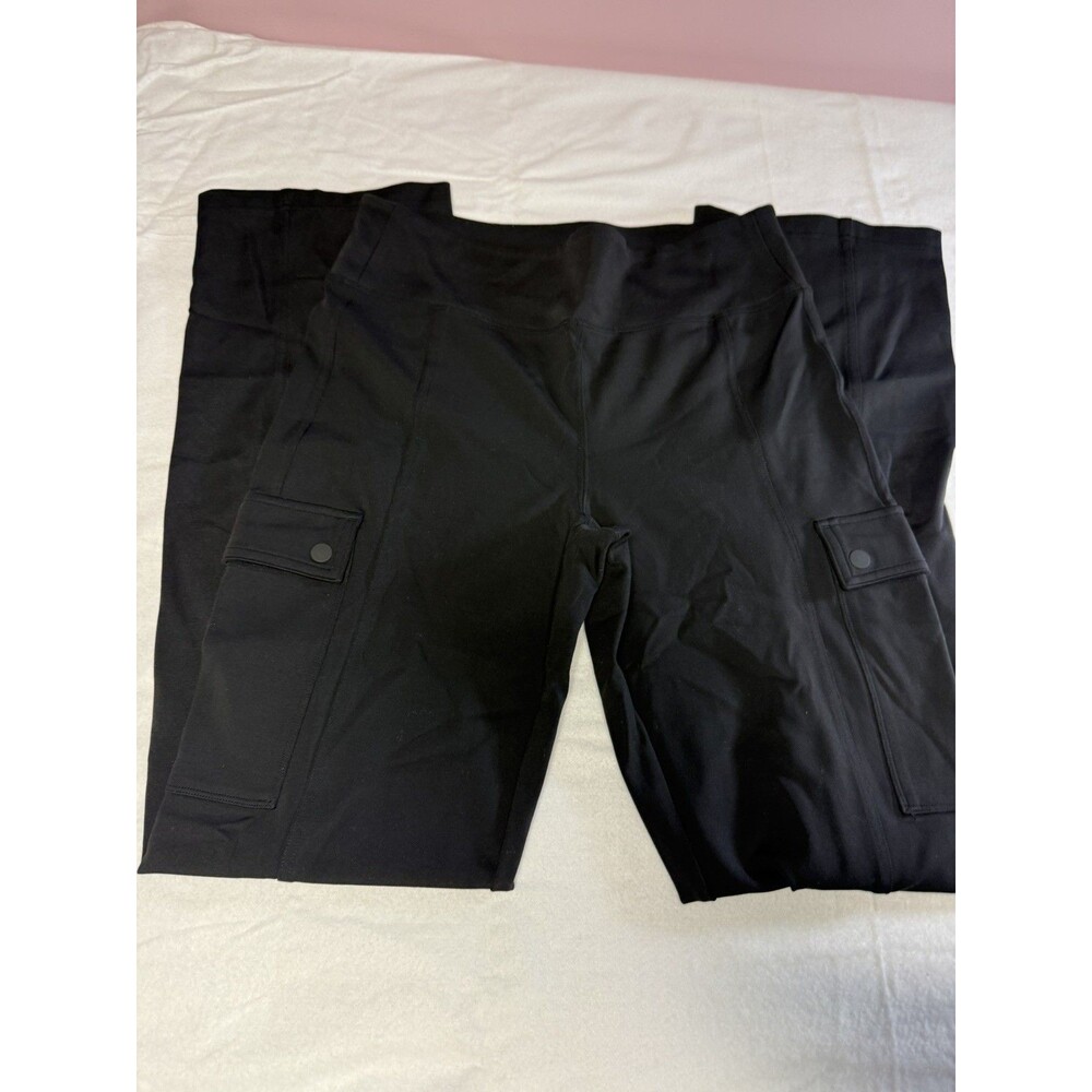 Athleta Delancey Straight Cargo Pants Womens M Tall Black Pull On Athleisure